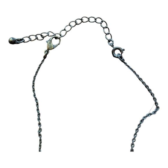 🤑 3 for $20 - Antique Style Green & Amber Stone Y Necklace - Picture 3 of 3